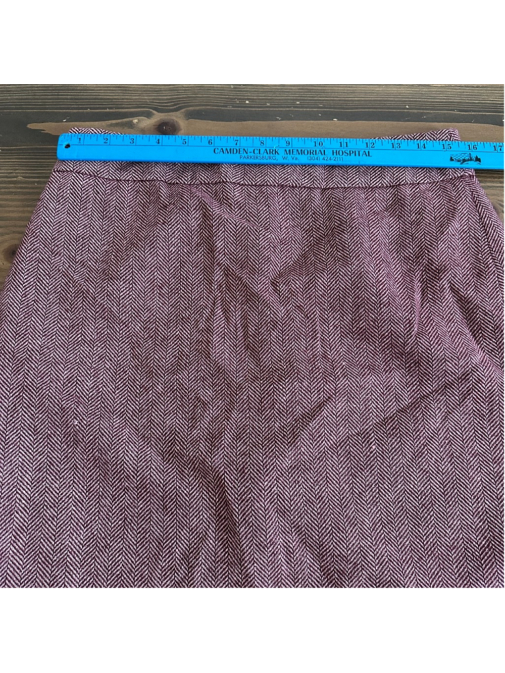 JG Hook Wool Pencil Skirt Womens 6 Burgundy Herringbone Career Skirt - Picture 8 of 9